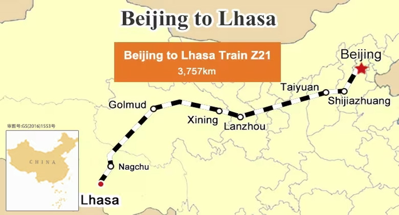 Bahnstrecke von Beijing nach Lhasa auf der Qinghai-Tibet-Bahn