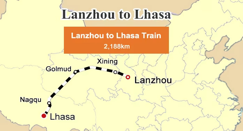 Bahnstrecke von Lanzhou nach Lhasa auf der Qinghai-Tibet-Bahn