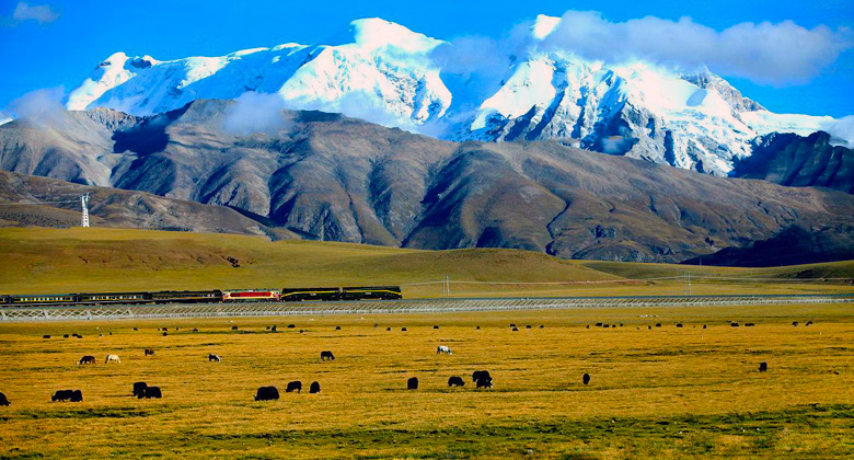Qinghai-Tibet-Bahn über die Amdo-Graslandschaften