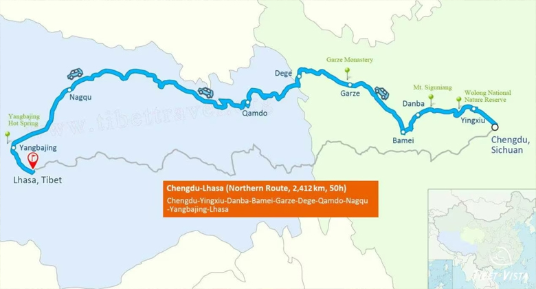 Die n&ouml;rdliche G317 Route von Chengdu nach Lhasa durch die Region Kham