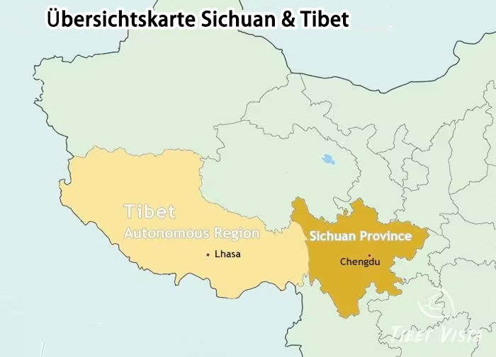 Karte von Sichuan und Tibet