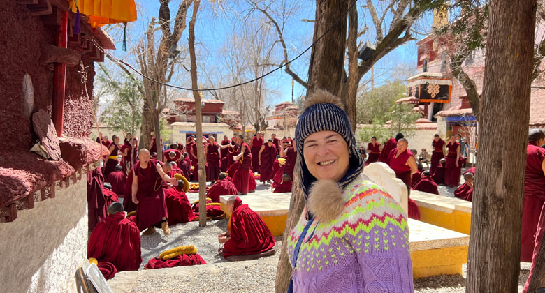 M&ouml;nche bei der buddhistischen Debatte im Sera-Kloster in Lhasa
