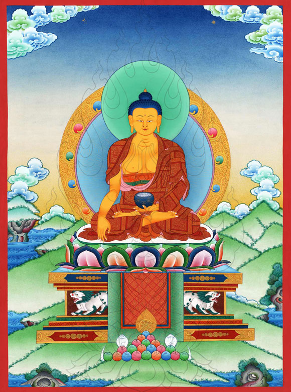 Tibet Tibetische Tuch Seide Amitayus Langlebigkeit Gott Buddha Thangka Wandbild 