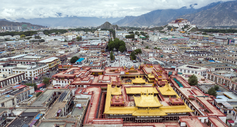Vogelperspektive der Stadt Lhasa