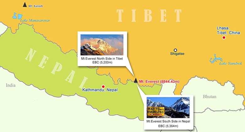 Everest Karte Tibet Nepal