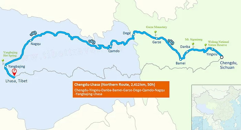 N&ouml;rdliche Sichuan&ndash;Tibet-&Uuml;berlandroute &uuml;ber die G317 durch Osttibet