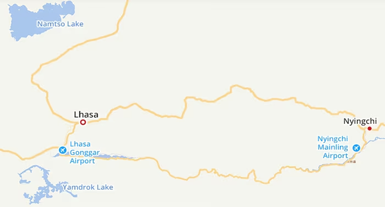Karte des Nyingchi Mainling Flughafens