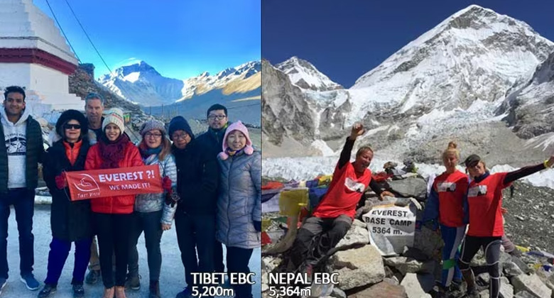 Tibet EBC Aussicht vs. Nepal EBC Aussicht