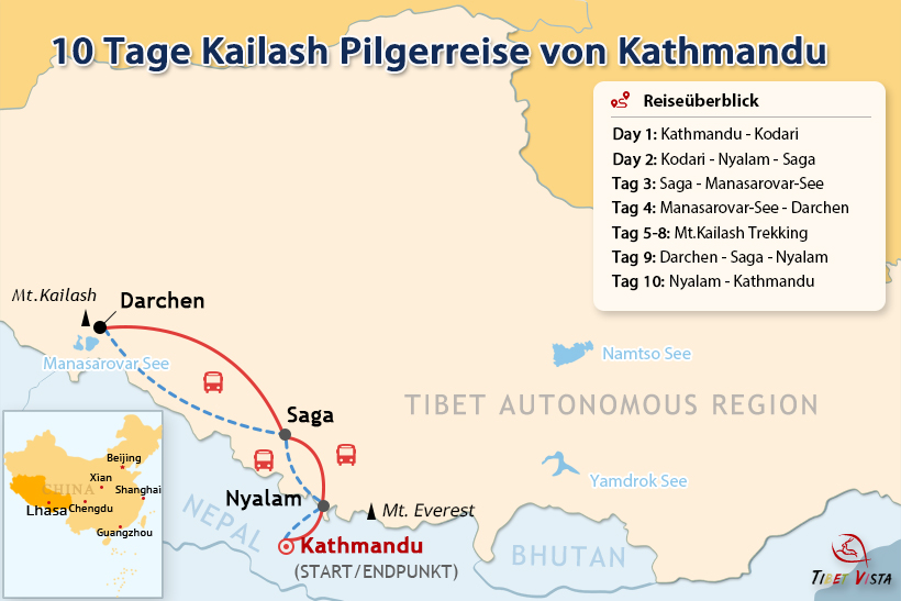 10-tägige Kailash-Pilgerreise von Kathmandu via Gyirong-Grenzübergang nach Tibet