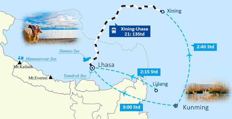 Yunnan Tibet Eisenbahn Karte