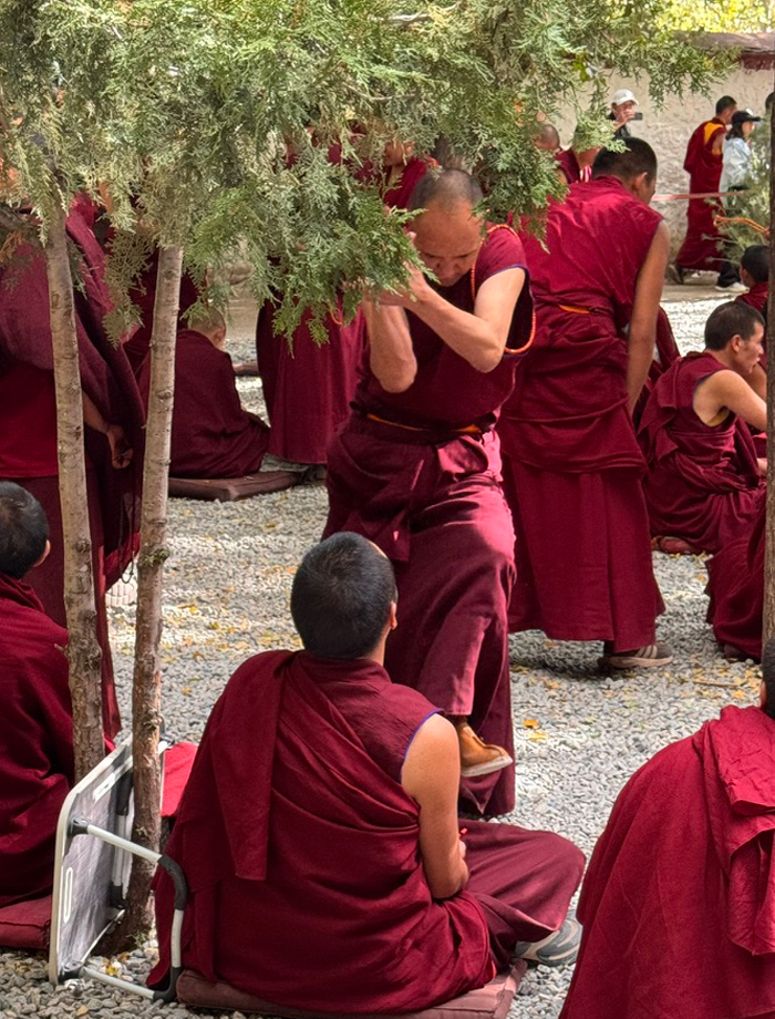 M&ouml;nche bei der buddhistischen Debatte im Sera-Kloster in Lhasa